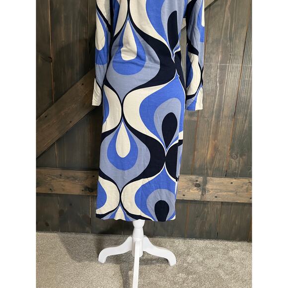 Boden Bodycon Dress Womens Size 8 R Navy Blue Black Knee Length Stretchy Work - Picture 5 of 11